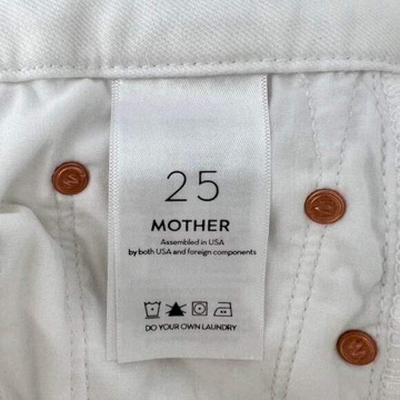 Mother The Looker Crop in Glass Slipper Mid-Rise White Jeans Women's 25 - Picture 9 of 11